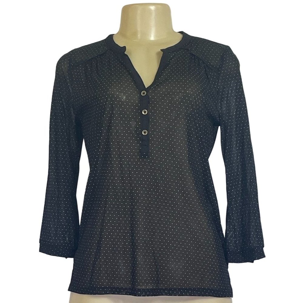 NWT The limited Long Sleeve Blouse Black With White Dots Size Small Women's Shir